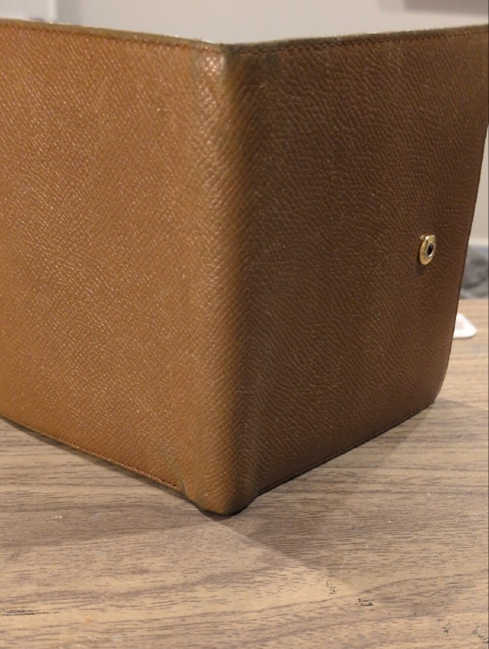 BVLGARI Vintage Classico Leather Compact Bifold Wallet Camel Tan Gold - Picture 4 of 12
